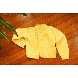 Vintage kids yellow hand knit cardigan